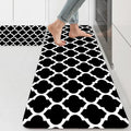 Ishro Home Kitchen Mats For Floor Anti Slip Waterproof Set Of 2 Pcs Colour Black Diamonds