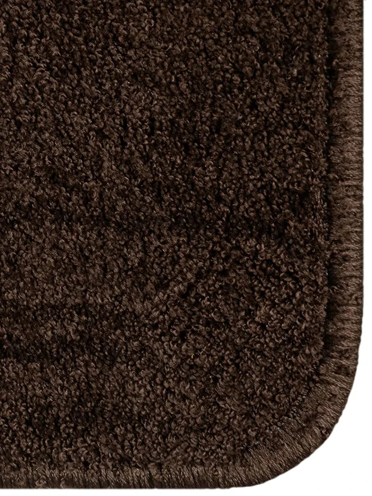 Saral Home Neo Shaggy Yarn Anti-Skid Round Mats Colour Brown
