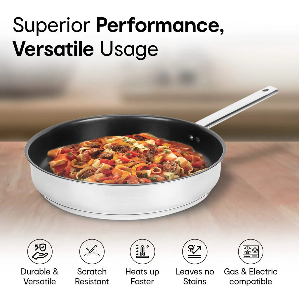 Anko Australia Non-Stick Stainless Steel Frying Pan 24cm 4mm 2-Layer Grill Pan Induction PFOA Free
