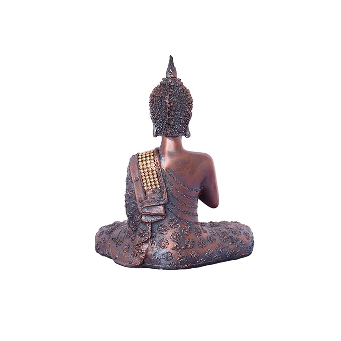 Ecraftindia Handcrafted Meditating Lord Buddha Polyresin Idol | Brown