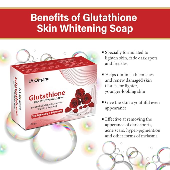 La Organo Glutathione Rose Skin Lightening & Brightening Soap - 100 Gms | Pack of 2