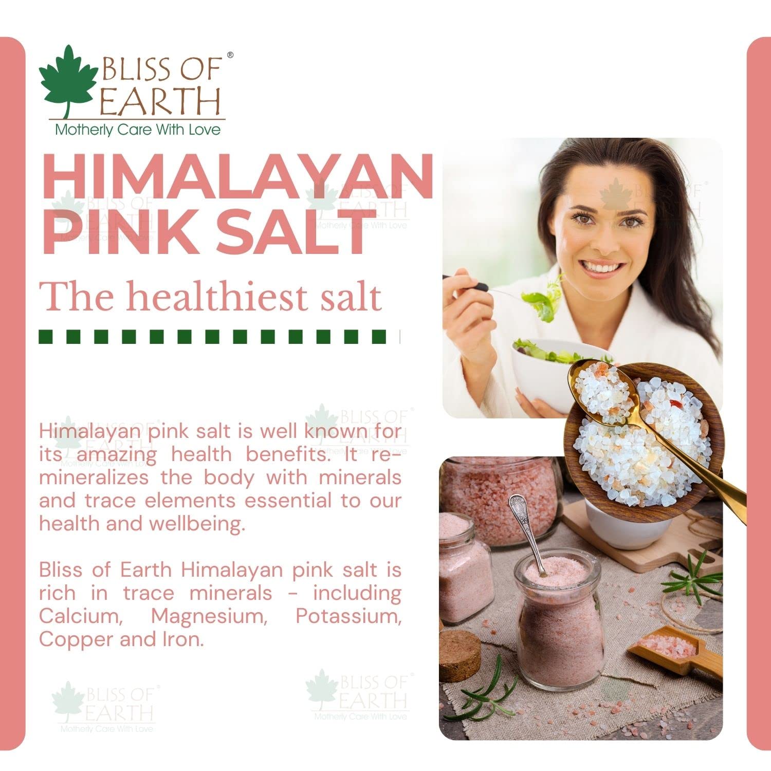 Bliss of Earth Pakistani Himalayan Pink Salt Fine Powder For Healthy Cooking, Natural Substitute of White Salt, Saindha Namak Pure 500gm
