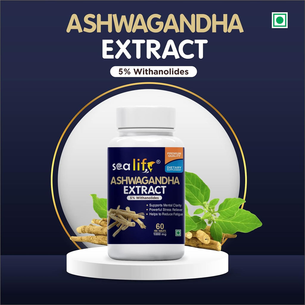 Sea Life Ashwagandha Extract (60 Tablets) 100% Natural Ashwagandha | Stress Relief | Help to Reduced fatigue | Immunity Booster