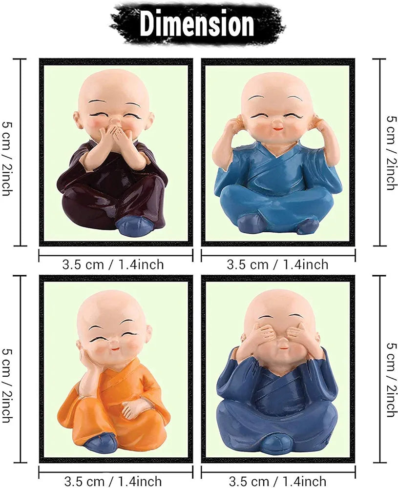 Jaipur Ace Buddha Monk Statue figurine Showpiece Decoration Buddha Monk Set of 4