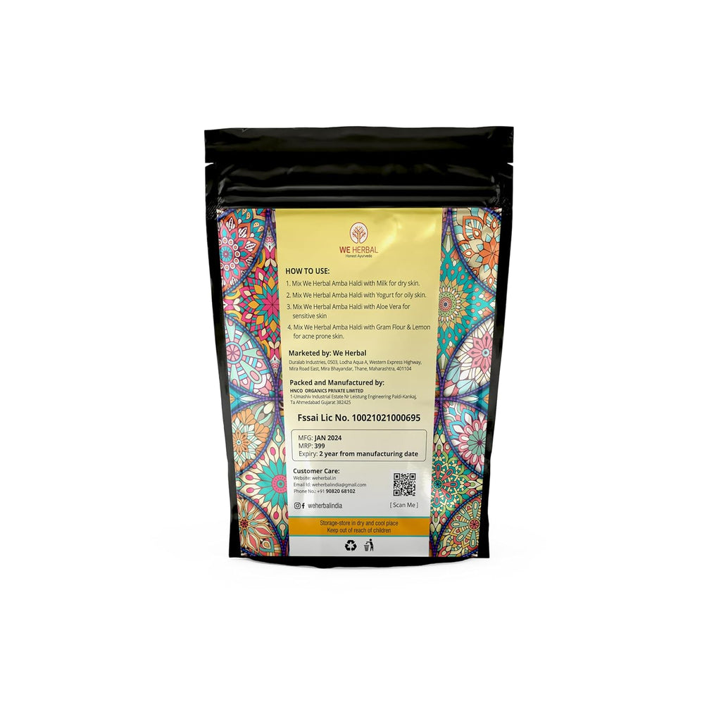 WE HERBAL Ambaâ€¯Haldi Powder for Skin | Pure Wild Turmeric | Fades Pigmentation & Gives Instant Glow | 100% Natural | 100â€¯g