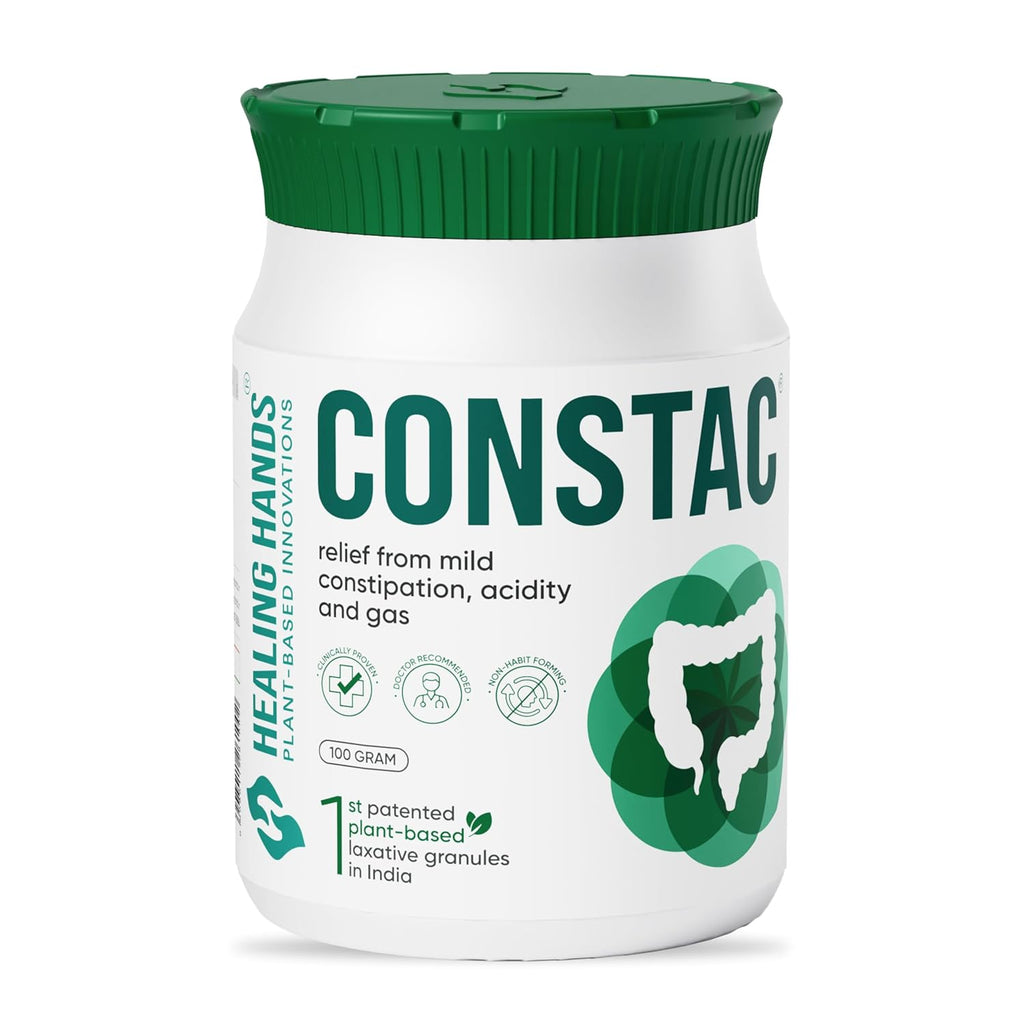Healing Hands Constac for Relief in Mild Constipation, Acidity and Gas, Plant Based Natural Constipation Solution, Clinically Proven, Herbal â€“ 100gm (Granules)