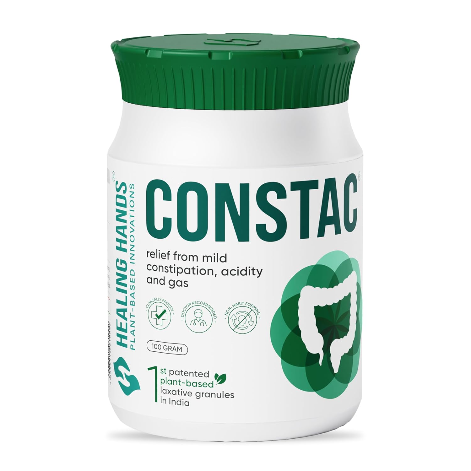 Healing Hands Constac for Relief in Mild Constipation, Acidity and Gas, Plant Based Natural Constipation Solution, Clinically Proven, Herbal â€“ 100gm (Granules)