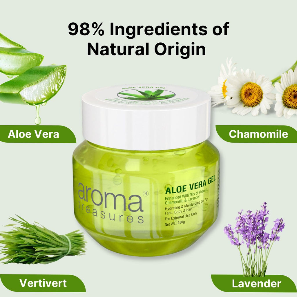 Aroma Treasures Aloe Vera Gel for Face, Body & Hair | Moisturizing & Hydrating Aloevera Gel | 98% Ingredients of Natural Origin | Pure Aloe Vera Gel for Skin, Hair & Pimples | 250g