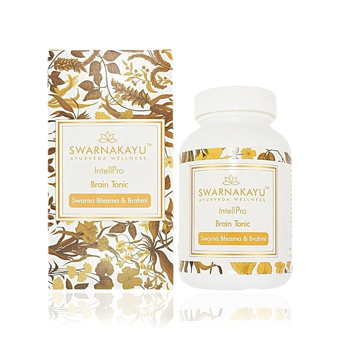Swarnakayu 24K Gold Bhasma IntellPro Brain Booster Supplements - 30 Tabs