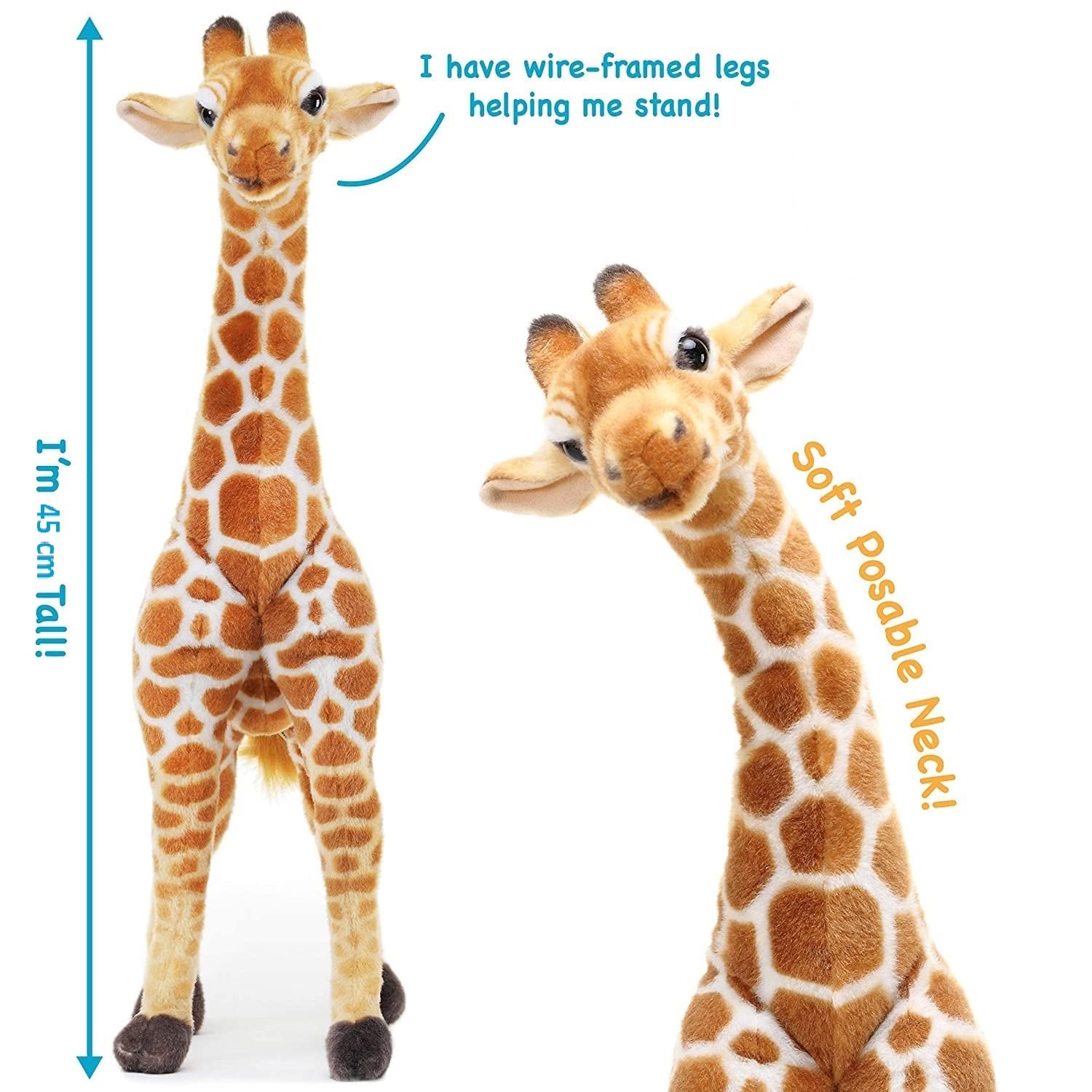 Tickles Jafari Giraffe Soft Stuffed Plush Animal Toy for Kids Brown 45 cm