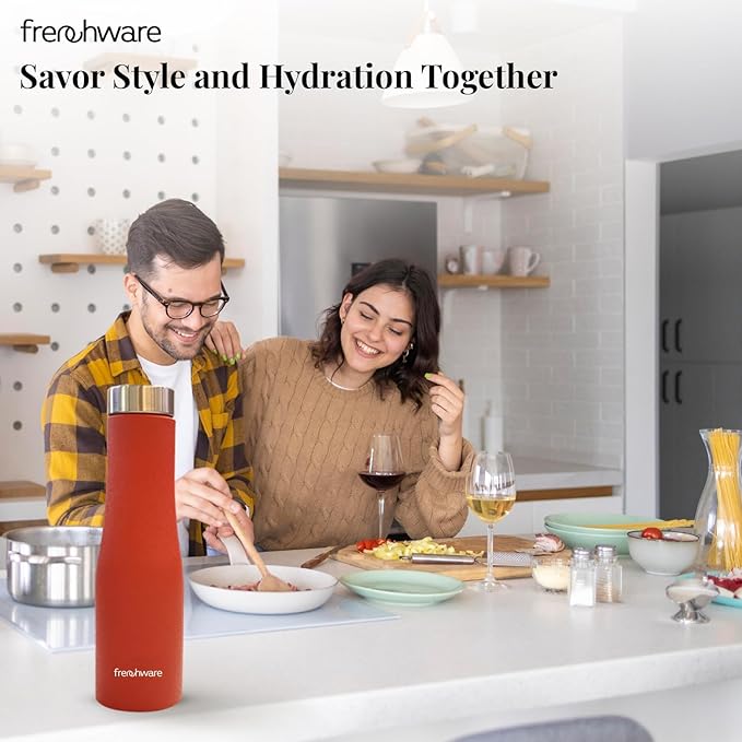 Frenchware Water Bottle | 1 Litre, Stainless Steel, Premium SS 304, Plum Delight | Easy-to-Clean