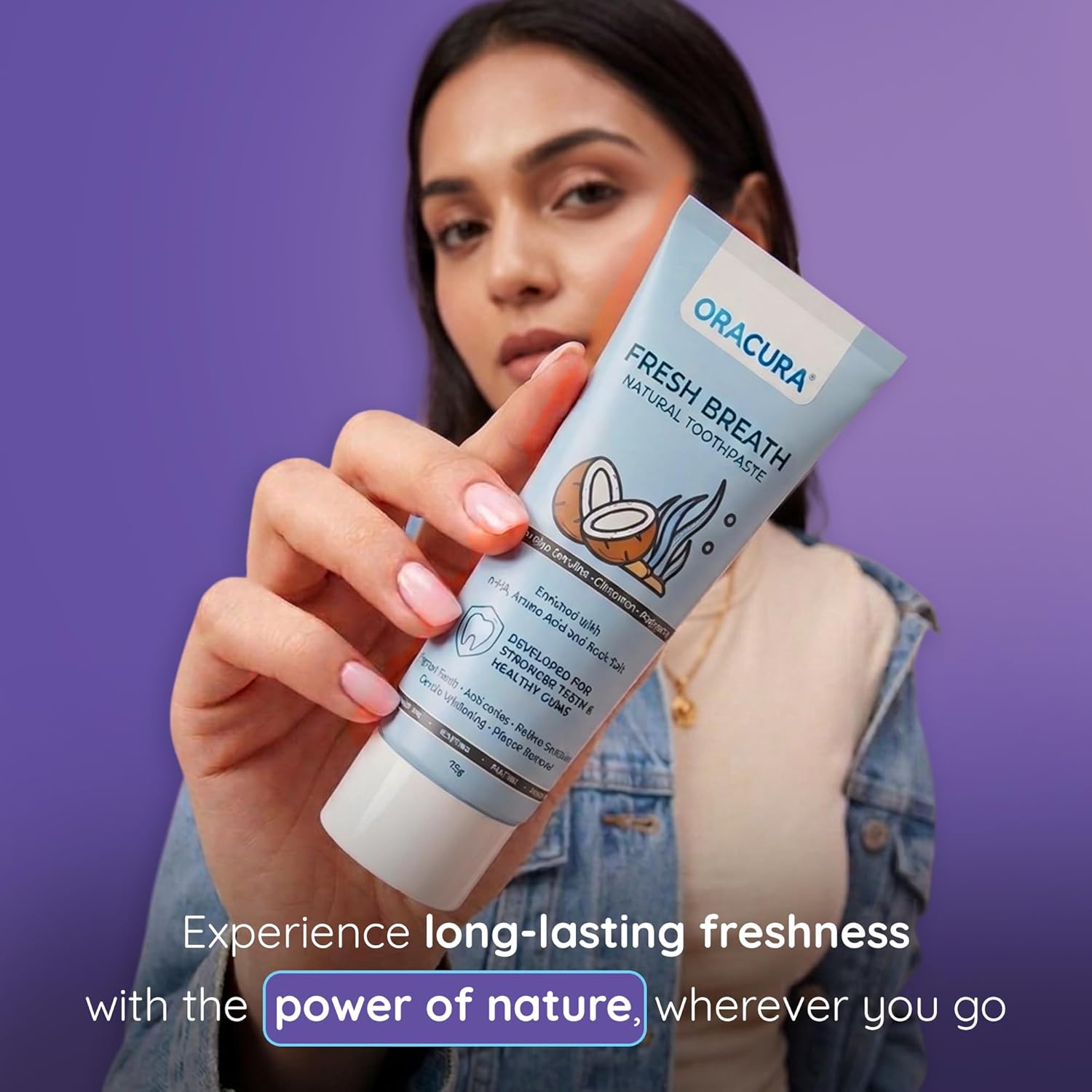 ORACURAÂ® Fresh Breath Natural Toothpaste (Coconut & Blue Spirulina) | Fights Bad Breath & Promotes Oral Balance | Fluoride-Free, SLES-Free | 75g
