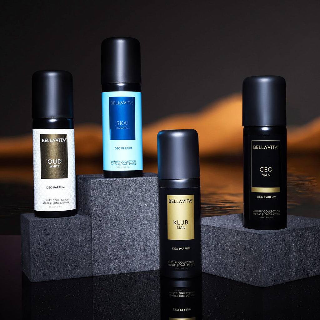 Bella Vita Luxury Unisex Body Perfume Gift Set | Deodorant for Men & Women | Pack of 4 x 50ml | No Gas Deo for Man and Woman | Long Lasting Fragrances with Lemon, Blackcurrant, Lavender & Bergamot