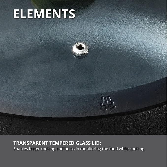 Bergner Elements Cast Iron 24 Cm Casserole, Pre-seasoned | 3.6 L Capacity