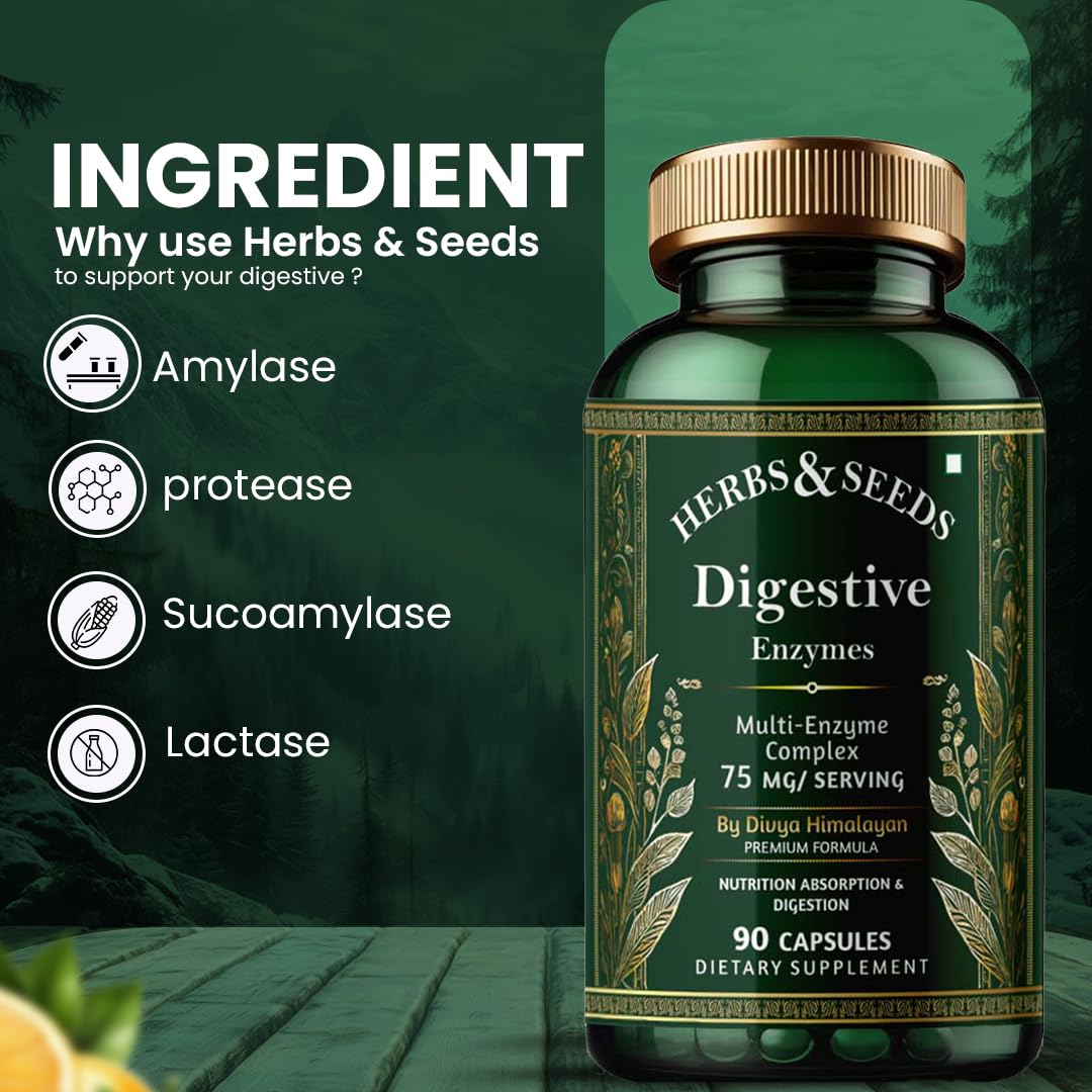 Simply Herbal Digestive Enzyme Capsules - For Better Digestive Function, Healthy Gut, & Health Management - 60 Capsules - For Men & Women