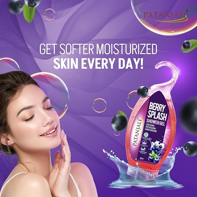 Patanjali Berry Splash Shower Gel with Aloe Vera - 250 ml (Pack of 3)