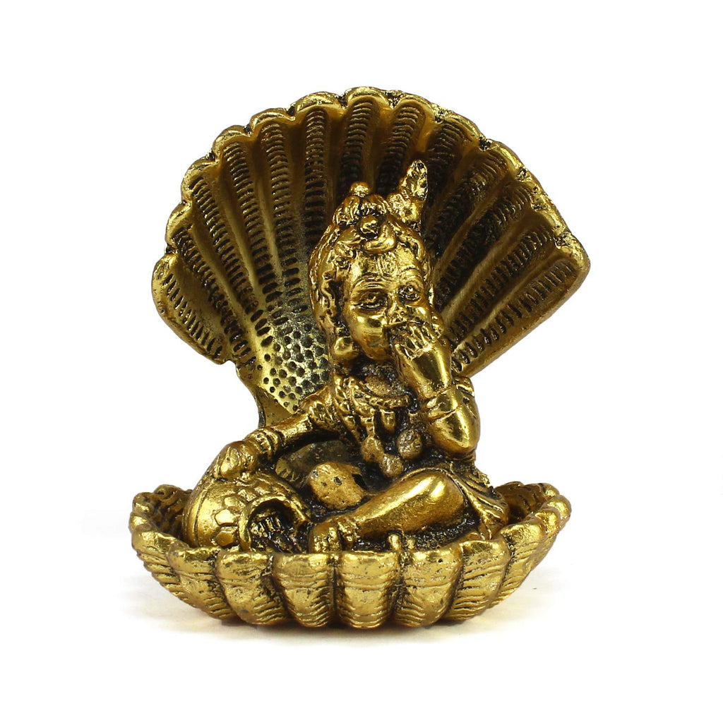 Ecraftindia Golden Bal Gopal Krishna Having Makhan Decorative Showpiece | Golden