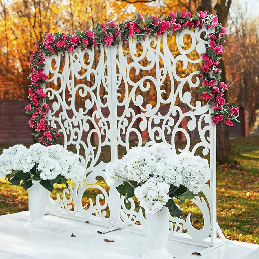 Plastic Artificial Rose Flowers Vine Garland 1.8M Rose Red