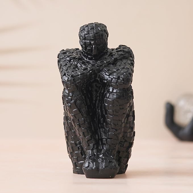 Ecraftindia Black Polyresin Handcrafted Thinking Man Statue Human Figurine | Perfect for Office Desks