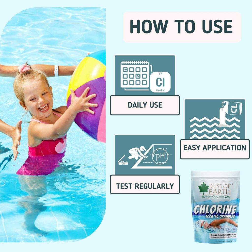Bliss of Earth Japanese Chlorine Powder for Pool 453g, Clean & Clear Swimming Pool, Kills Bacteria & Stops Algae, Pool Disinfectant Granular Chlorine