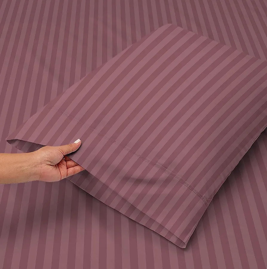 Homekart Premium Cotton 210Tc Elastic Fitted Bedsheets with 2 Pillow Covers King Size Bed Pink, 210 TC