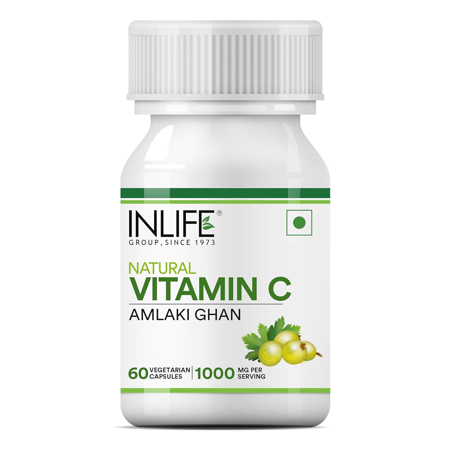 INLIFE Natural Vitamin C Amla Extract Supplement | Immunity, Overall Wellness for Men and Women - 60 Vegetarian Capsules (Pack of 1, 60)