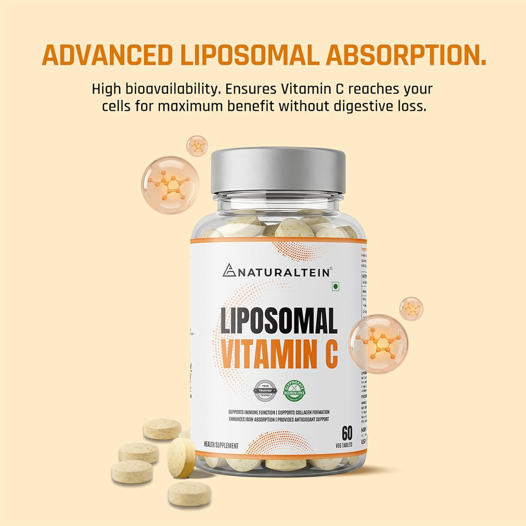 Naturaltein Liposomal Vitamin C | 5X Enhanced Absorption | Antioxidant Supporting Immune Function, Skin Repair, Collagen Synthesis & Oxidative Stress Defense | 60 Capsules