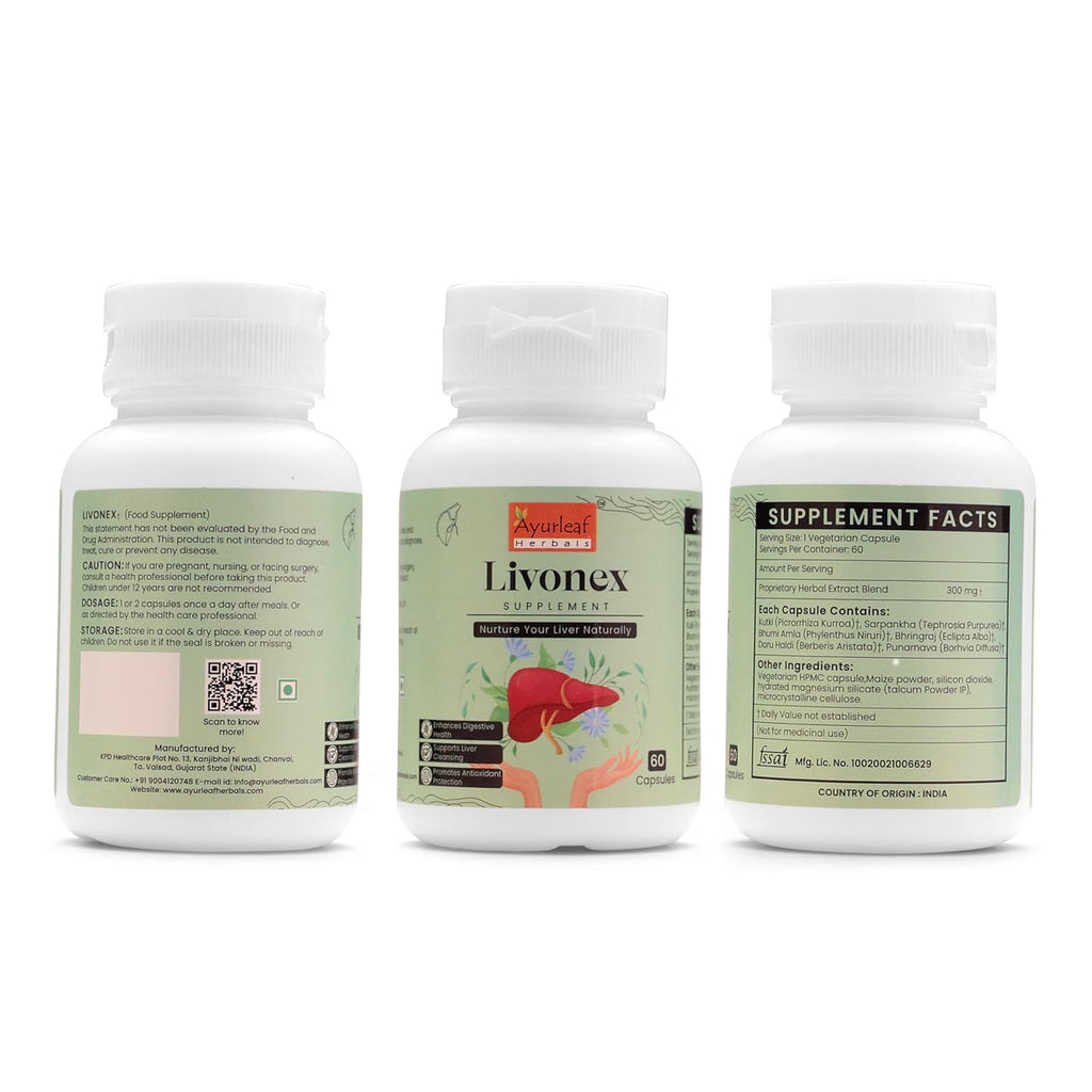 Ayurleaf Herbals - Livonex Extract Blended Capsules 300mg | 60 Veggie Capsules for Men and Women