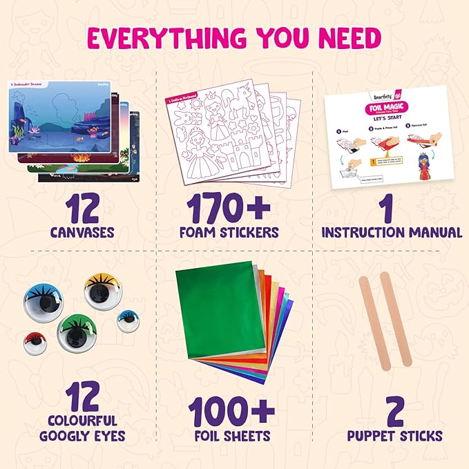 Smartivity Foil Magic Princess Fairy Tales No Mess Art for Kids Craft Kits & Supplies Diy Creative Activity