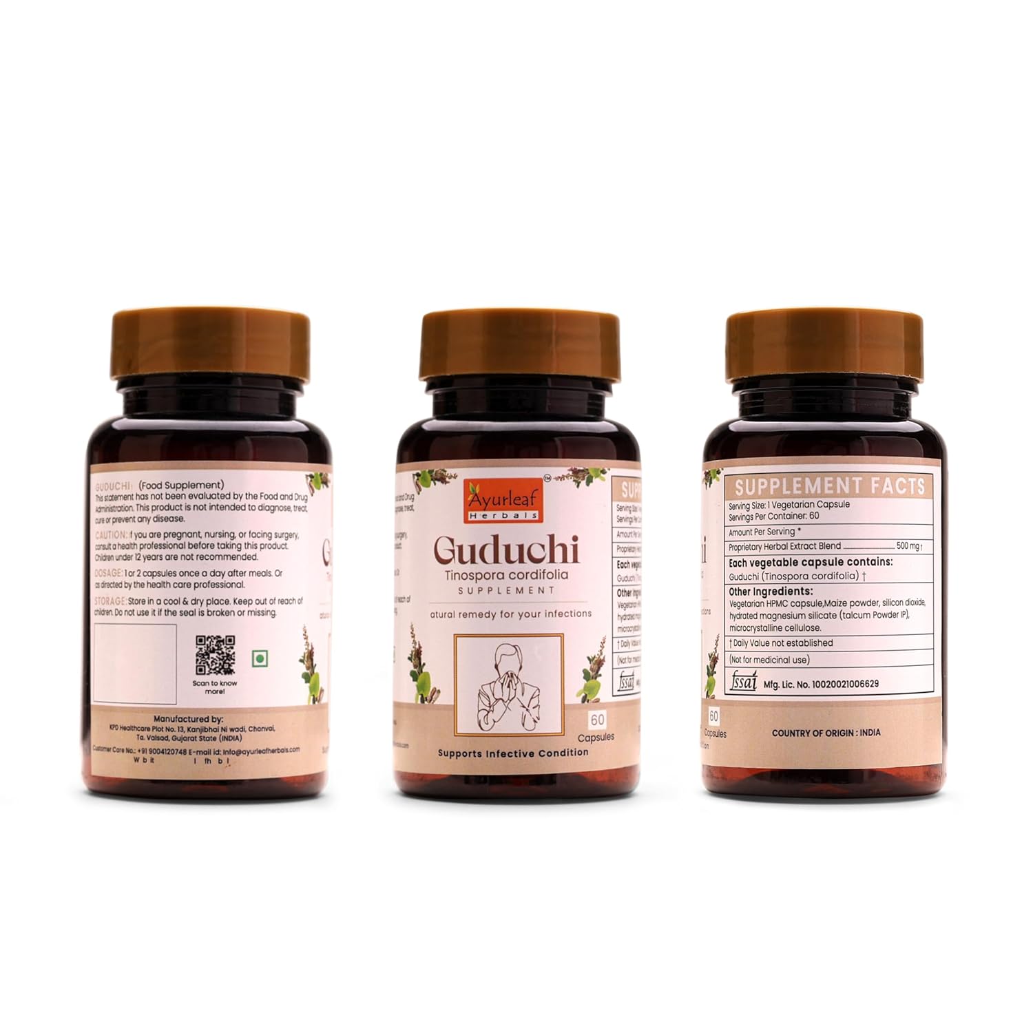 Ayurleaf Herbals Guduchi Capsule - 60 Caps