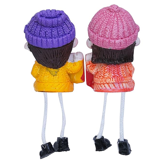 Ecraftindia Cute Boy and Girl Doll Sitting Couple Statue Holding Heart Love Decorative Showpiece