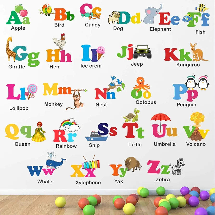 StickMe PVC Vinyl Baby Kids Learning Education Alphabets Wall Sticker -Self-Adhesive