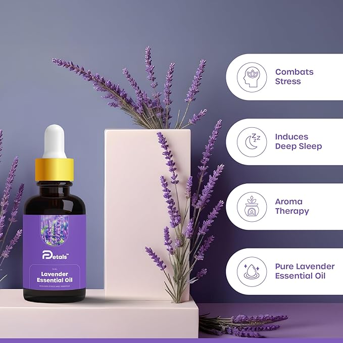 DPetals Lavender Essential Oil for Balance Wellness Relaxation Skin Care - 15 ml
