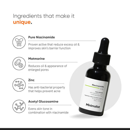Minimalist Oil Control & Anti-Acne 10%  Niacinamide Face Serum with Zinc |-30ml