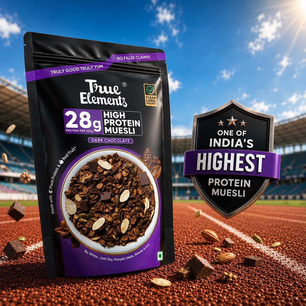 True Elements High Protein Muesli 400g | 28g Protein | Dark Chocolate | Healthy Breakfast Cereal | Rich in Nuts, Seeds & Wholegrains | No Added Preservatives