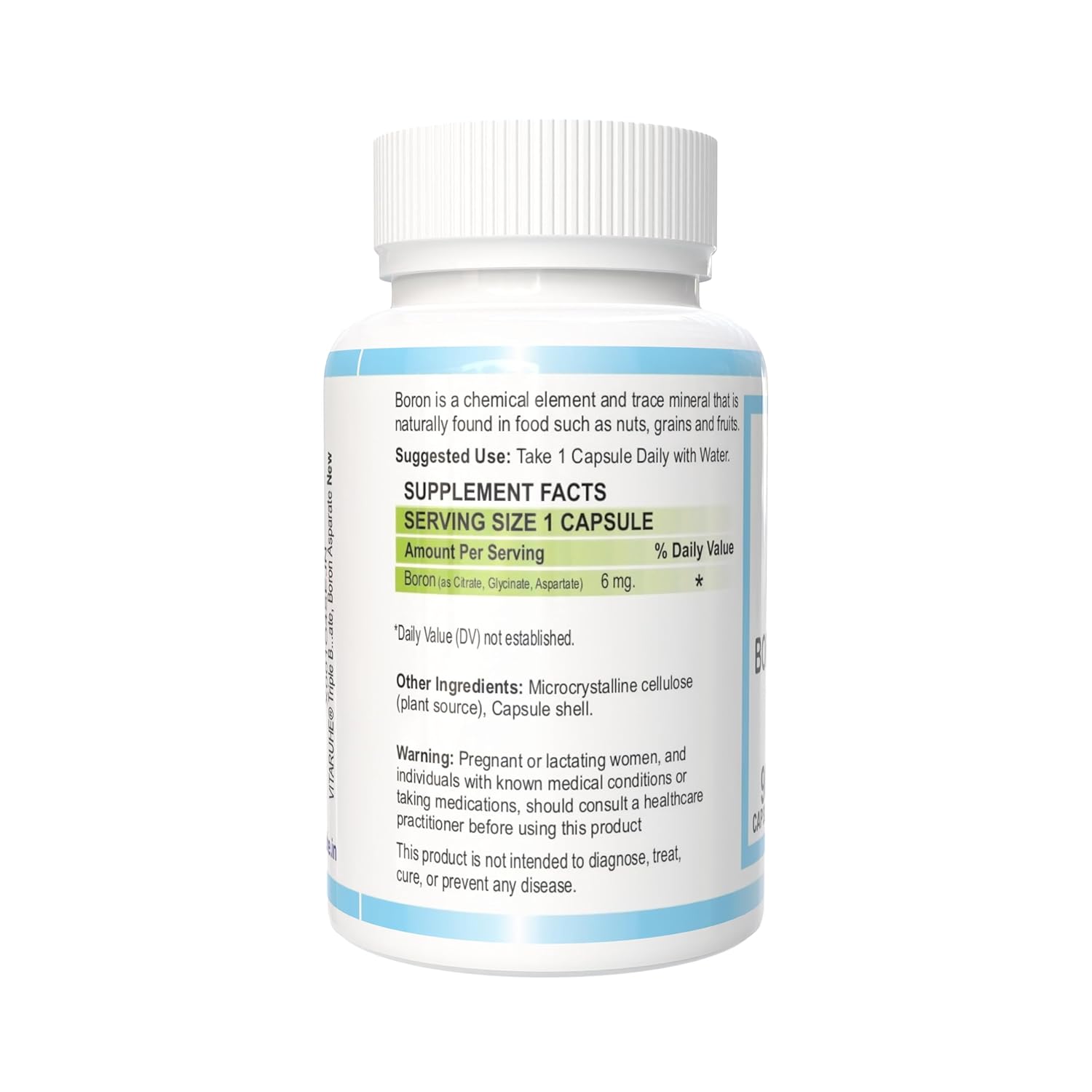 VITARUHE® Triple Boron Complex 6 mg Supplement | 90 capsules | Vegetarian, Non-GMO & Gluten Free | Triple Action Boron Citrate, Boron Glycinate, Boron Asparate
