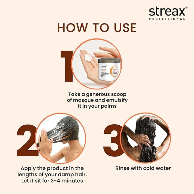 Streax Professional Vitariche Care Smooth and Shine Hair Mask For Women - 200 gms