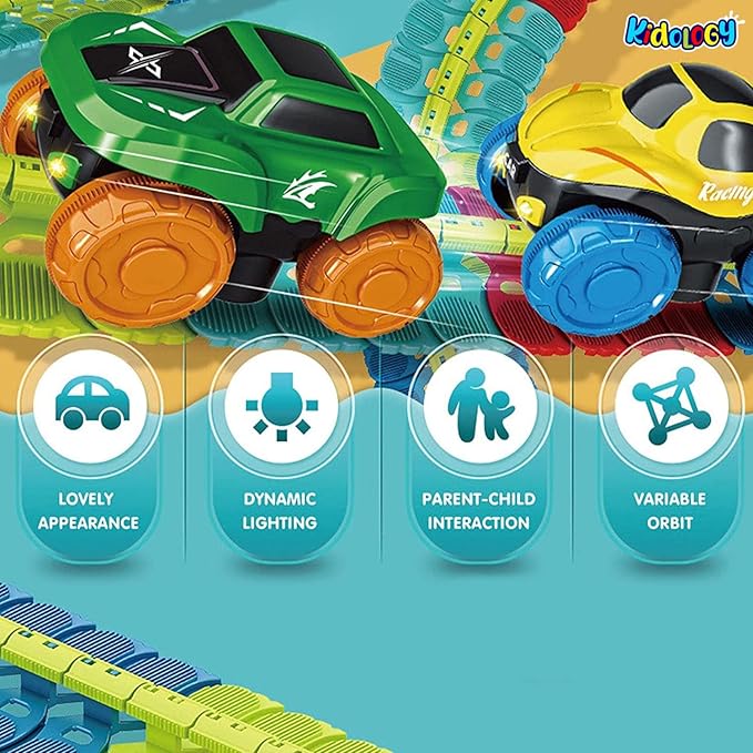 Kidology Dinosaur Car Race Tracks Toy for Kids Color-Variable Race Track Toy 145 pc