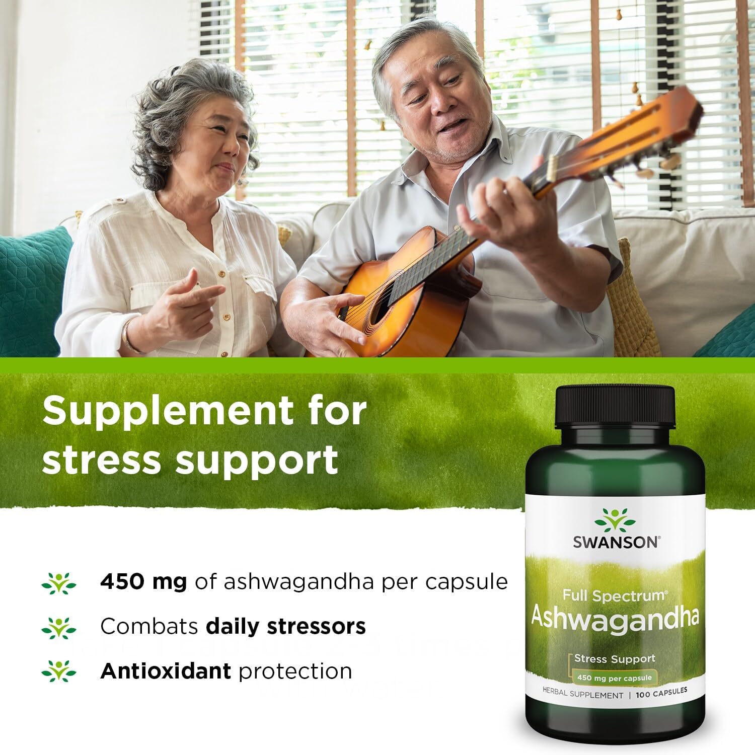 Swanson Full Spectrum Ashwagandha - Natural Stress, Energy, Sleep & Immune Support* - Traditional Ayurvedic Supplement - Gluten-Free & Non-GMO - 100 Vegan Capsules