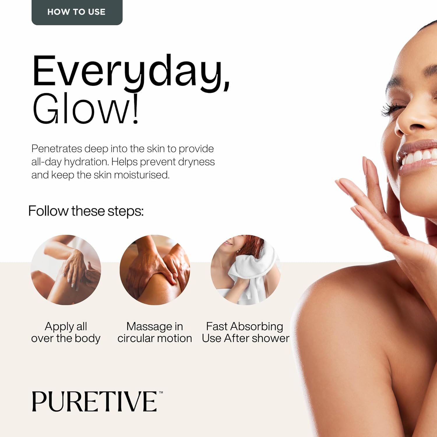 Puretive Daily Glow Body Oil | Fast-Absorbing Non-Sticky Moisturizing Body Oil for Winter Dry Skin | Rosehip, Avocado, Grapeseed | Deep Hydration for Radiant, Soft & Smooth Skin | Warm Coffee Vanilla Aroma (100ml)