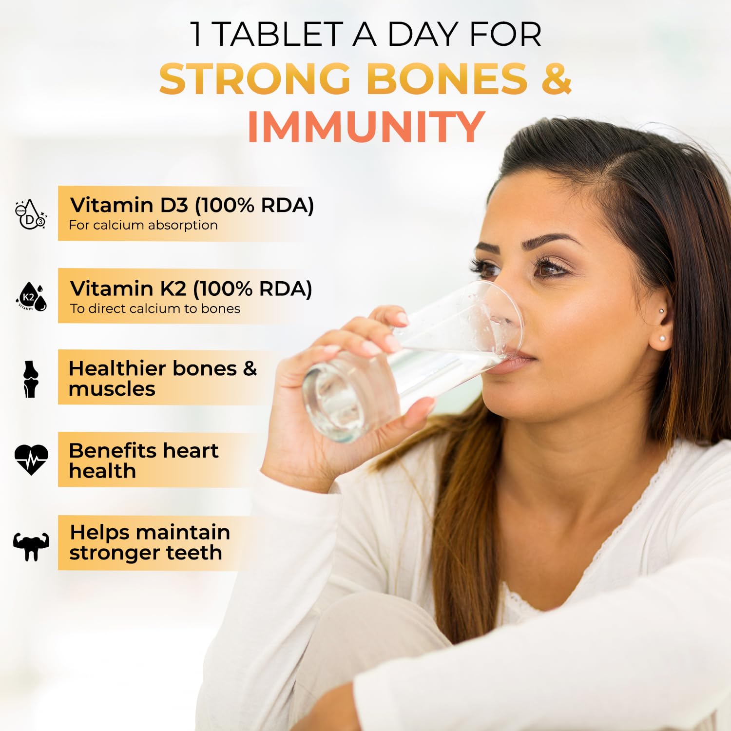 The Body Reserve Vitamin D3 K2 MK7-120 Veg Tablets, 100% RDA Plant-Based Vitamin D3 Supplement from Lichen Source with Vitamin K2 as MK7 Menaquinone