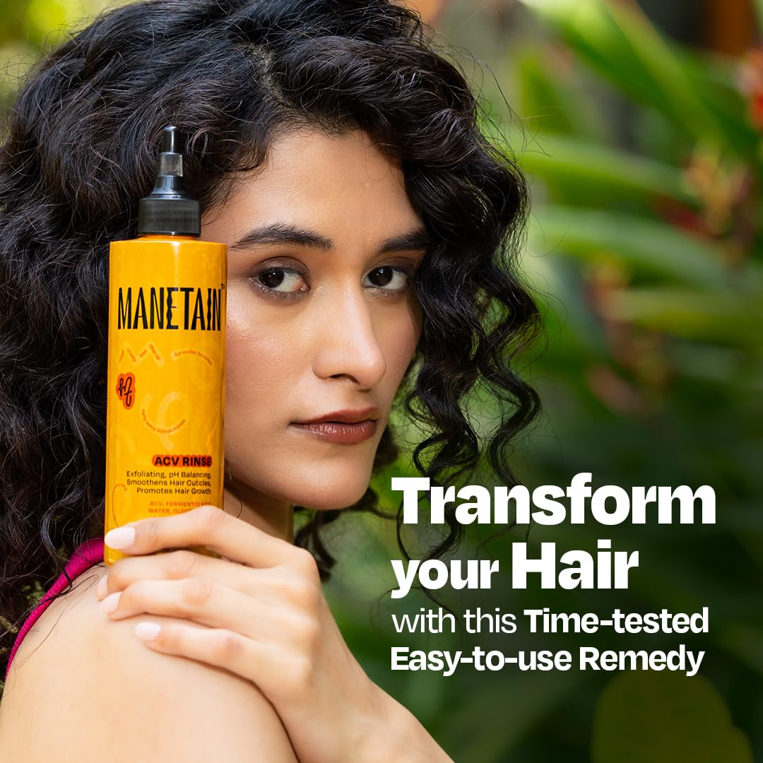 MANETAIN Apple Cider Vinegar Hair Rinse 200ml – Clarifies Scalp, Removes Buildup & Dandruff – With Glycolic Acid & Fermented Rice Water – Sulfate-Free, Boosts Hair Growth & Shine
