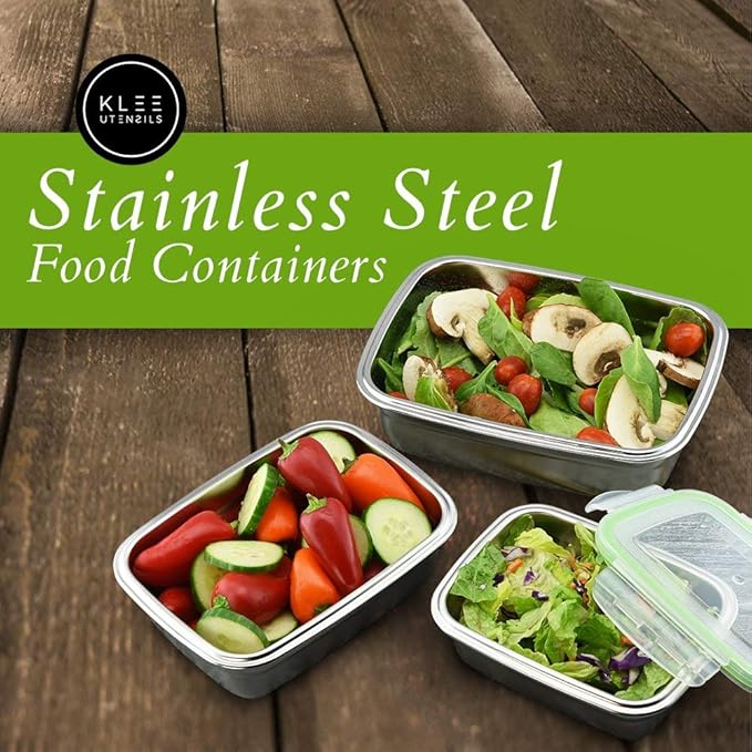 Femora Lunch Box High Steel Rectangle Heavy Duty Airtight Leakproof Unbreakable Storage Container With Lock Lid | 2800 Ml | Set of 3