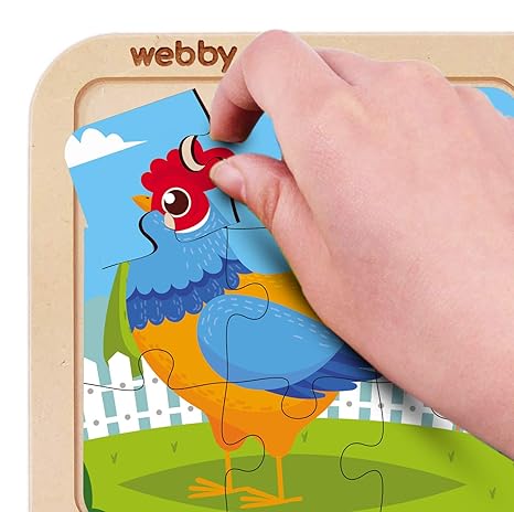Webby 4 in 1 Farm Wooden Puzzle Toy for Toddler 36 Pcs