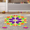 Solobolo Diy Rangoli Mats for Pooja Decoration | 4 Pieces Mdf 18 Inches Lotus Flower Rangoli Stencils for Door Entrance