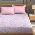 Fresh From Loom Floral XXL Microfiber Soft Cotton 240 TC King Size Hypoallergenic Bedsheet for Double Bed with 2 Pillow Cover Tropical Blue