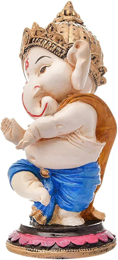 Nrson Indian Handcrafted Polyresin Ceramic Eco Friendly Lord Ganesh Idol Figurine Blessing Ganesha