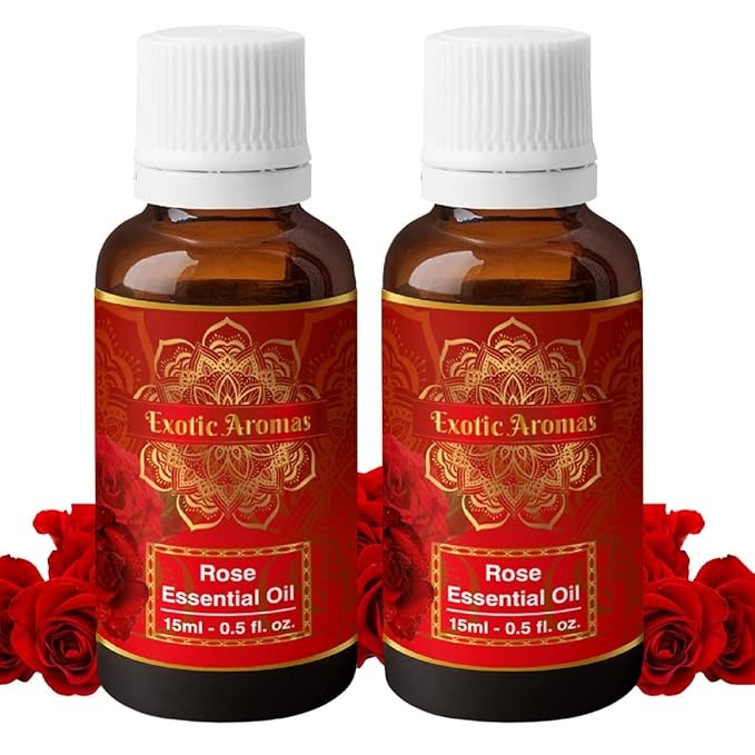 Exotic Aromas Rose Essential Oil - 15 ml (Pack of 2)