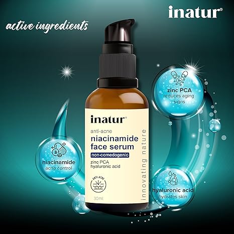 Inatur Niacinamide Serum for Face with Hyaluronic for Acne-Prone Skin - 30 ml