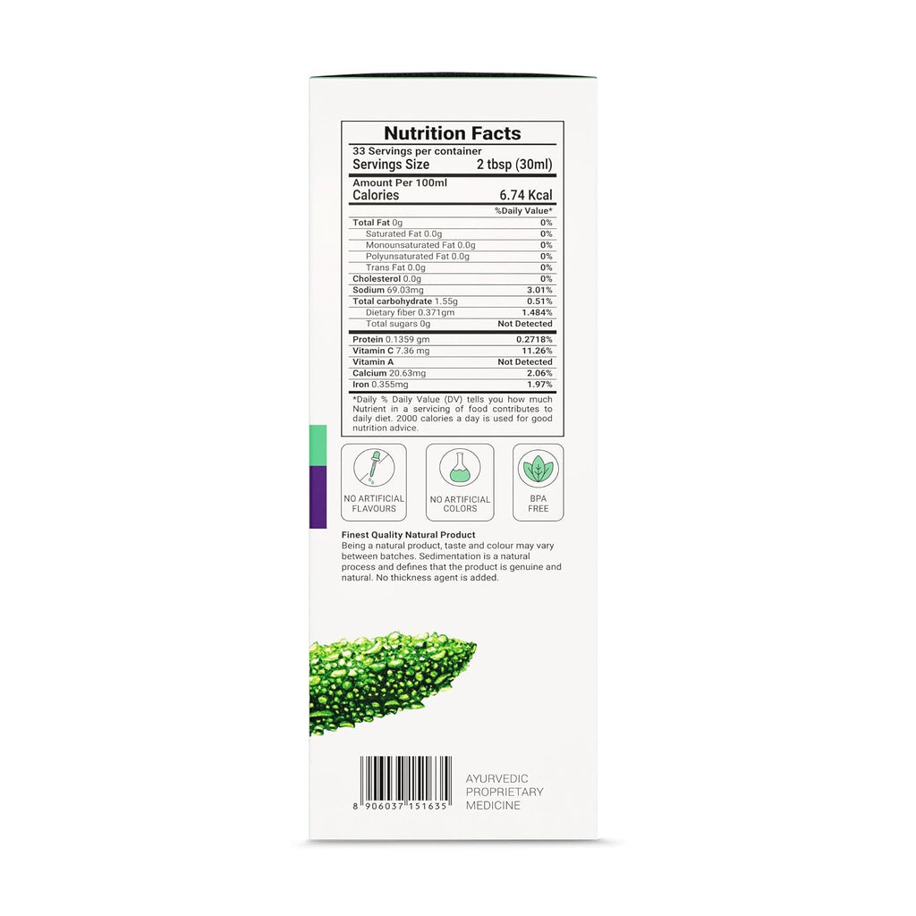 Krishna's Karela Jamun Mix Juice - 1000 ml | Fresh Karela & Jamun Seed | Ayurevedic Formulation to maintain Sugar Level | Enriched with Vitamin C - Vitamin A| Sugar free Juice with No Added Color or Flavour